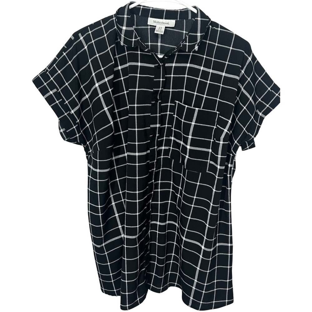 Motherhood Maternity Black and White‎ Button Up Blouse Women's Size Medium